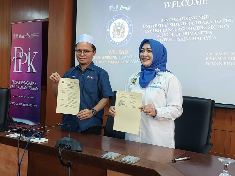 Signing of MoA between the Faculty of Cultural Sciences, Universitas Sumatra Utara and the School of Humanities, Universiti Sains Malaysia